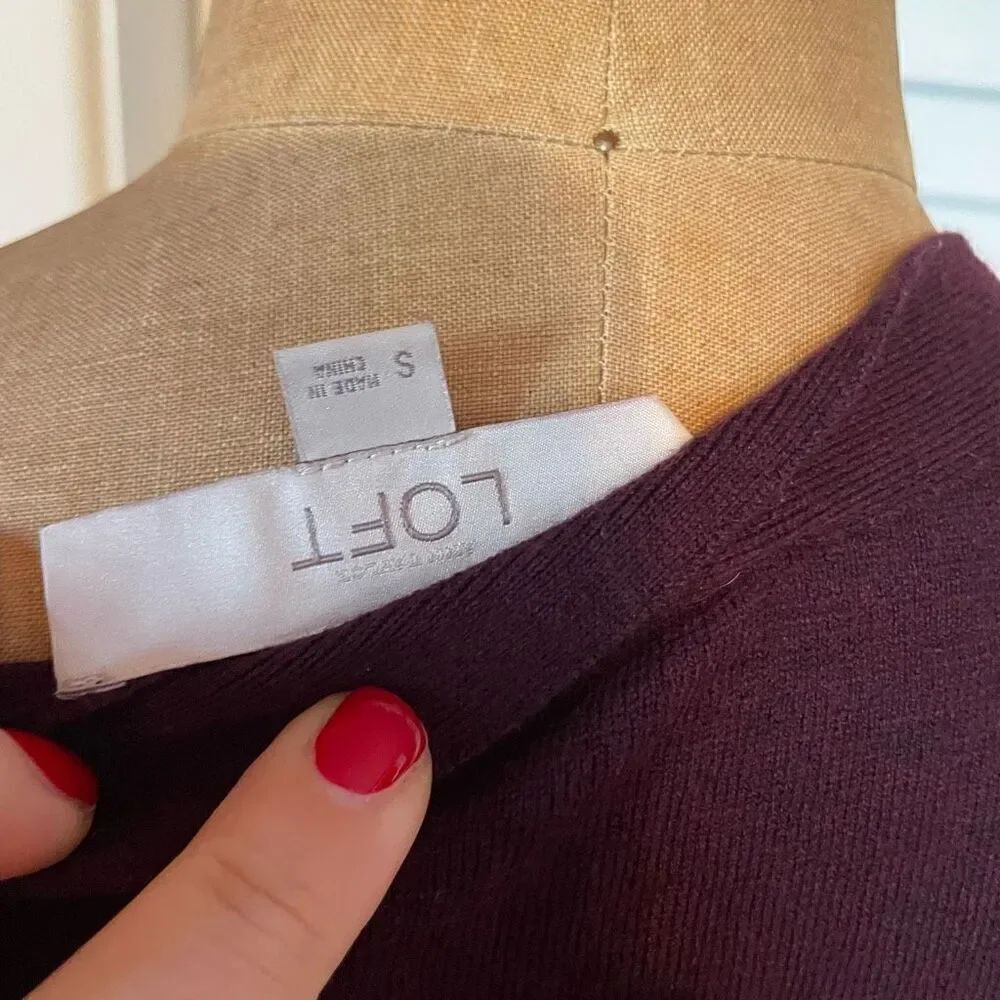 LOFT | oversized maroon cardigan S - Picture 4 of 5